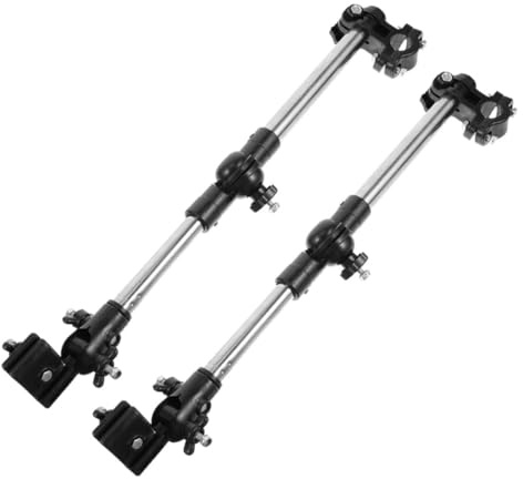 TOYANDONA 2Pcs Bicycle Umbrella Mount Holder Stainless Steel Clamp Retractable Foldable Stand for Bike Electric Scooter Stroller Firm Clip Attachment