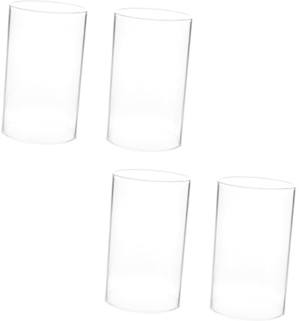 BAZEITFLOW 4pezzi Coperture Cilindriche Trasparenti in Vetro Per Candele Paralume Realizzato a Mano Resistente Decorazione Elegante Per Candele Aromaterapia e Centrotavola