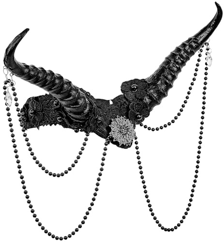 W WIDMANN MILANO Party Fashion - Kopfschmuck mit Hörnern | Mit Blumenapplikationen und Perlen, Accessoire für Karneval, Halloween und Cosplay