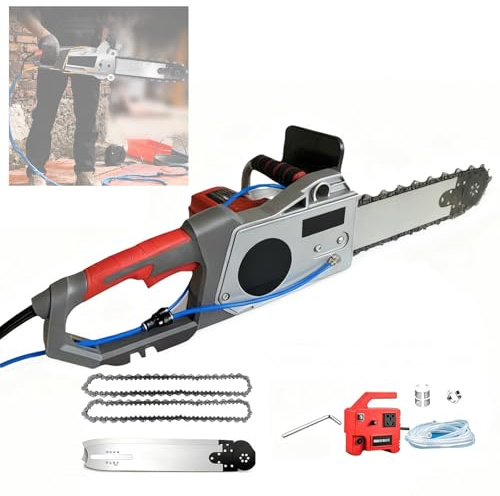 JIYINGHUI Motosega Elettrica per Cemento 5800w/6500w Portatile Senza Spazzole con Pompa dell'Acqua/Blocco di Sicurezza per Granito Rinforzato, 2 Catene Diamantate E 2 Piastre Guida per Cemento 350