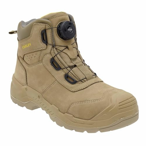 STANLEY Harrigan Men's Waterproof, Leather, FitGo Lace, Steel Plate, Steel Toe, Safety Work Boot, Stone, UK10