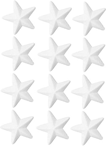 AKOOSY Set 12 Pezzi Ornamenti a Stella di Natale Fai da Te in Polistirolo 12 CM Decorazioni Natalizie da Dipingere per e Adulti Accessori Creativi per Albero di Natale
