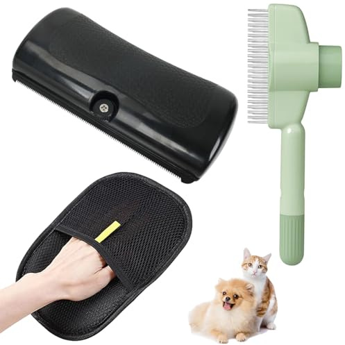 Fellwunder Bürste Hund, 3-in-1 Haarbürste für Hunde und Katzen, Unterfellbürste Hunde mit Ergonomischem Griff, Hundebürste Kurzhaar für Tägliche Fellpflege und Haarentfernung