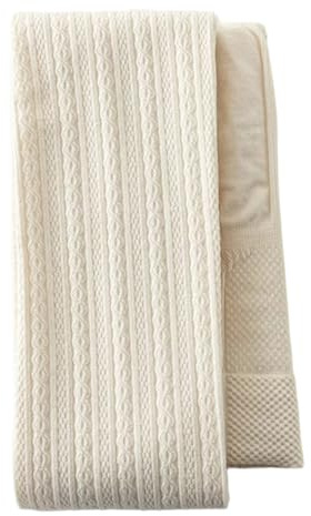 Joygoodta kabelstickade tights kvinnor hög elastisk midja vridna stickade tights randig bomull varm för höst vinter, BEIgE, M-L