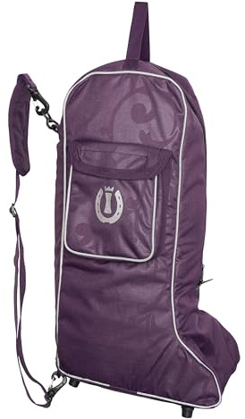 Imperial Riding IRH Stiefeltasche für Reitstiefel, gepolsterte Bootsbag mit Schultergurt und Frontfach, schützende Aufbewahrung für Stall Turnier Transport, Reitsport Zubehör, Black Berry