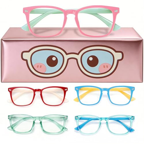 CHEERS DEVICES Toddler Blue Light Glasses for Kids Boys Girls, 5 Pack Computer Glasses with Unbreakable Frame and Anti-Glare (Age 2-6)
