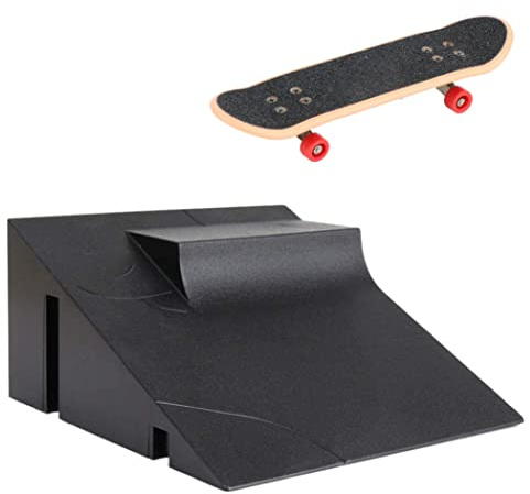 Veesper Finger Ramp Park Mini Fingerboard Skate Teile Set Spielzeug Zubehör Schwarz für Kinder Erwachsene Kinder..