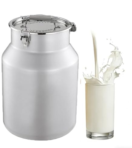 seau alimentaire 5l avec couvercle, bidon a lait ancien De Transport De Lait De Ferme Bidon De Baratte,Silver-36L