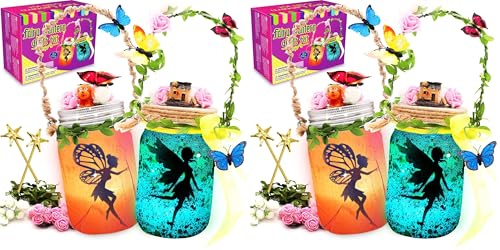 Mostof Geschenk für Mädchen, Fee Laternen-Bastelset für Kinder 6-12 – Einmachglas-Nachtlicht mit Fernbedienung, DIY Kreative Aktivitäten für Geburtstagsfeier und Schule (Packung mit 2)
