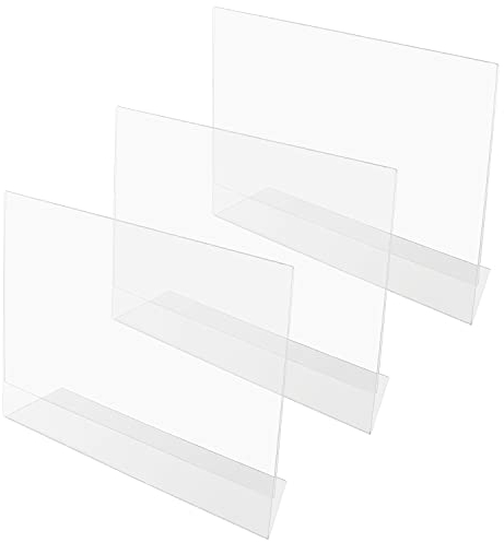 BELLE VOUS Expositor Metacrilato A4 Soporte Cartel de Plástico Acrílico (Pack de 3) Soporte Metacrilato Inclinado en Vertical – Menú Restaurante de Sobremesa, Panfleto, Volante, Soporte Papel y Foto