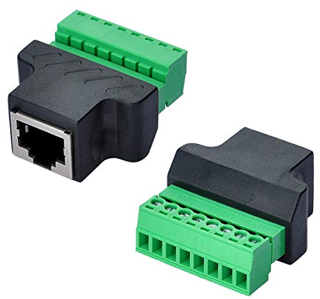COVVY RJ45 Female To 8 Pin Screw Term Block Terminal Connector Cat7 Cat6 Cat5 Cat5e Ethernet Cable Extender Adapter CCTV Digital DVR Network Adapter In-Line Coupler (Female,2 PCS)