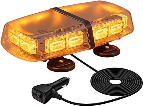 72 LED Rundumleuchte, 12/24V Amber Warnleuchte Warnblinkleuchte 7 Modi Warnlicht, E Zulassung, Blinklicht mit 4 Super Magnetfuß + 5M Netzkabel Steuerschalter, Notsicherheits Warnblitzlicht Notlicht