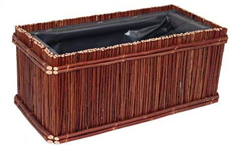 Damian-Wiklina - Maceta de Mimbre para jardín, Caja de Madera Cubierta de Mimbre, Maceta de Mimbre, Maceta de Flores, Maceta Decorativa, Maceta de jardín, Maceta de jardín, 50 x 20 H 20 cm