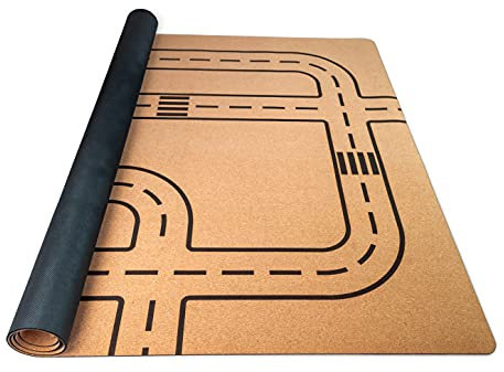 Secoroco Spielmatte aus Kork. Schadstofffreie Krabbelmatte für Babys und Kinder. Straße 140x110 cm