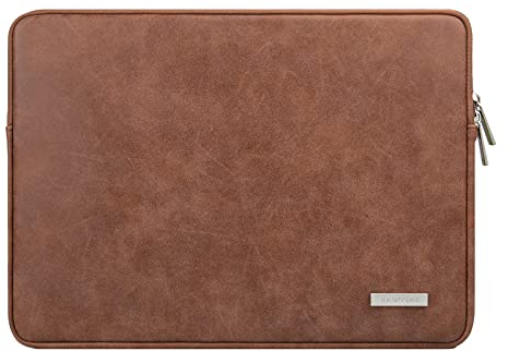 RAINYEAR 15,6 Pollici Custodia Protettiva per Laptop PC Computer Sleeve Impermeabile Caso Synthetic Pelle Scamosciata Leather Borsa,Compatibile con 15,6 Notebook Ultrabook Chromebook,Marrone