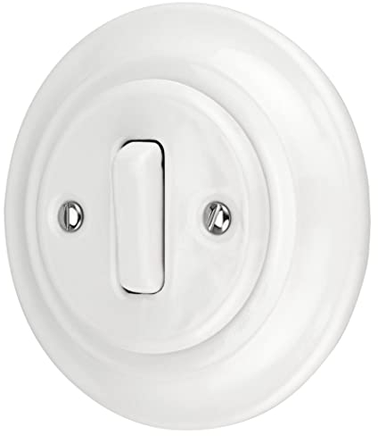 Unterputz Porzellan Retro, Schalter, Wechselschalter, All-in-One, Serie PR1 weiß