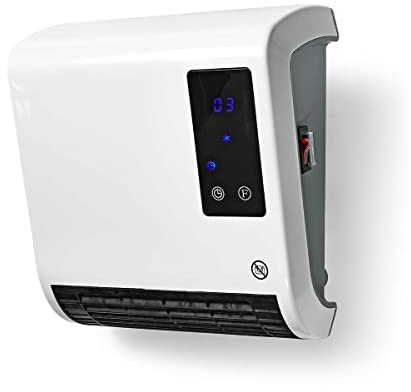 Ex-Pro Bathroom Fan Heater, 2kW, Wall Mounted, with LED Display, 2 Heat Power Settings, 7 Day Timer and Remote Control, White