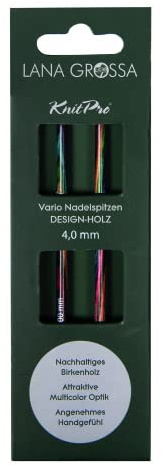 Lana Grossa Nadelspitzen Vario Holz | Stricknadeln aus Birkenholz, bunt, ergonomisch & langlebig | Zubehör für Strick- & Häkelprojekte - kurz 3,25