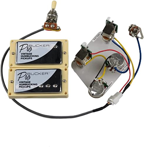 alljita 1 set Alnico 5 Humbucker ProBucker Pickup con interruttore a spinta Pot con circuito Boad doppia bobina Pickup per chitarre Epiphone LP (Chrome Ye Frame)