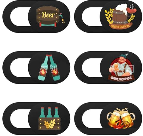 Mizi Webcam Privacy Cover Slide [6 Pack], Cute Camera Blocker Sticker, Protect Your Privacy and Security for Computer, Laptop, Tablets & Phones - Beer