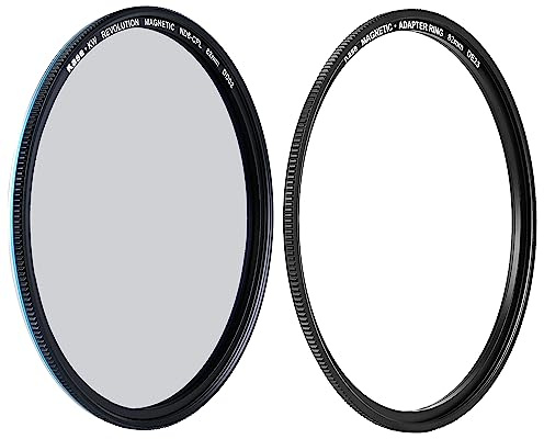 Kase Wolverine Revolution 82 mm magnetischer CPL ND8 3-Stop-ND Combo Filter, stoßfest, gehärtetes optisches Glas, mit blauem und silberfarbenem Ring und Adapter