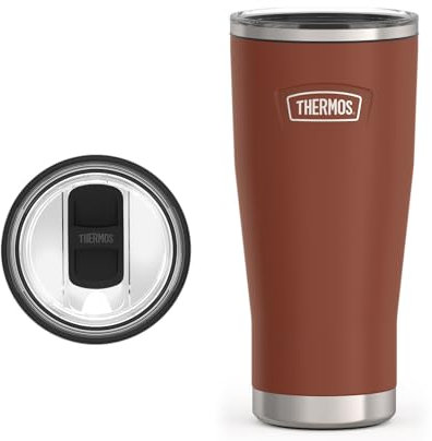 THERMOS ICON SERIES Stainless Steel Cold Tumbler with Slide Lock, 24 Ounce, Saddle