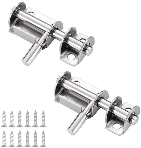 2 Stück Türriegel Edelstahl, Riegelschloss Klein Türriegel, Schiebeschloss Bolzenriegel, Schieberiegel mit Schrauben, Riegel Tür Riegelschloss, für Badezimmer, Schuppen, Schlafzimmer (mit Schrauben)
