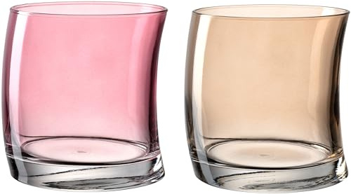 Leonardo Swing 70701 Lot de 12 verres à eau, lavables au lave-vaisselle, forme incurvée, rouge/beige, 250 ml