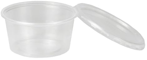 tradingbay24 Dressingbecher mit Deckel, PP rund 80 ml Ø 7 cm, 3,5 cm transparent tbU95270 Saucenbecher Gastrobecher Sambalschalen Feinkost, 500 Stück