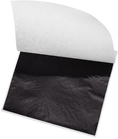 QUARKZMAN Goldblattfolie, schwarze Blatt-Papiere, 3,3 Zoll x 3,1 Zoll für Kunstdekoration, Skulpturen, Malerei, Packung mit 200 Stück | Papier aus schwarzem Blatt, für Kunstdekoration, Skulpturen, Malerei