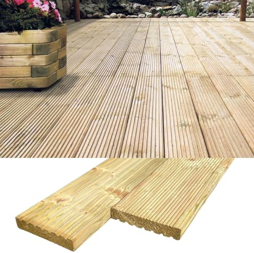Terrassendiele Bodendiele FICHTE KDI Terrassenholz Holzdiele Unterkonstruktion kesseldruckimprägniert (Bodendiele Fichte KDI, 2,7 x 14,6 x 200cm)