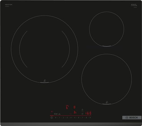 Bosch - Placa de Inducción, 60 cm, Serie 6, 3 Zonas de Cocción, Electrónica DirectSelect, PerfectFry Plus, Inteligente, Negro, PIJ631HC1E
