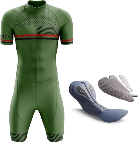 Herren Pro Fahrrad Skinsuit Kurzarm,Wettkampfprofi Gepolstert, Triathlon Anzug Herren Triathlon Tri Anzug Kompression Duathlon Laufen Schwimmen Fahrradfahren Skinsuit Einteilig Trisuit (TYP-3,M)