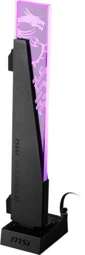 MSI MPG ARGB Graphics Card Stand - Prevents Graphics Card Bending, 8mm Tempered Glass, Magnetic Base, Tool-Free Installation