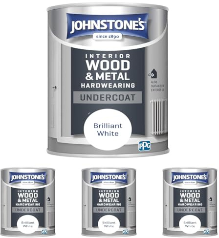 Johnstone's All Purpose Undercoat Paint - Brilliant White 750ml (Pack of 4)