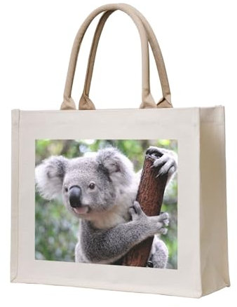 YWSOTRE Koala auf Ast, Tragetasche Canvas-Tasche Einkaufshandtasche Einkaufstüten, Mehrzweck-Schultertaschen