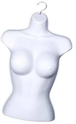 Perfeclan Hängende Schaufensterpuppe, Körper-Torso, Damen-Schneiderpuppe, Modenschauen, Kleidung, weiblicher geformter, formschöner Torso, Weiß