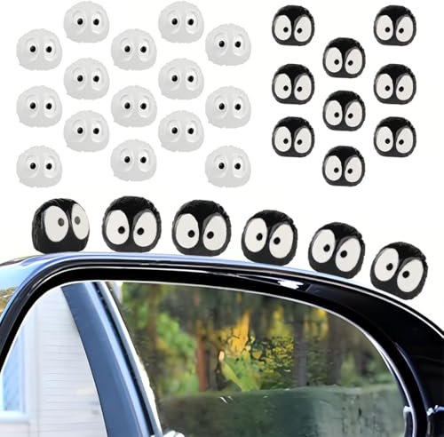 BDEPSTR 30 Stück Briketts Ornament, Teilweise mit Leuchteffekt, Auto Rückspiegel Dekoration, Mini Cartoon Harzfiguren ästhetisches Niedlicher Schwarzkohle-Elf Niedliches Autozubehör