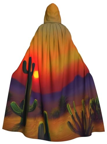 YANYU Sunset Cactus in Desert Print Halloween Shawl Robe for Cosplay Adult Wizard Costume Carnival Theme Party Wea