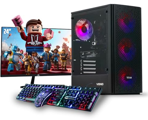 Veno Scorp Gaming PC 24 Monitor Bundle Intel Core i7-6700 Processor RX 580 8GB Graphics Card - 16GB Ram - 512GB SSD - 550W PSU - Windows 10 Pro - WiFi - Titan 4