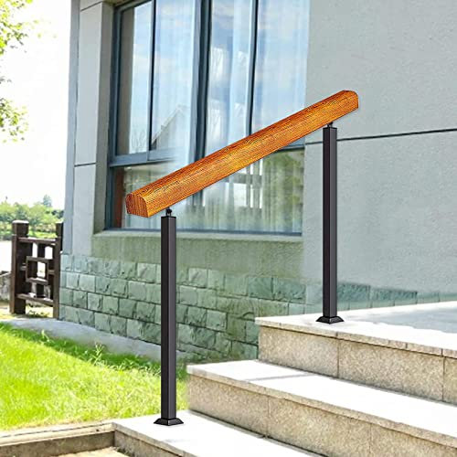 Corrimano in legno massiccio per scale da giardino, ringhiera di sicurezza per interni ed esterni, per anziani e bambini, asta di supporto inclusa