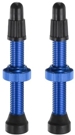 QUARKZMAN 2 Stück Tubeless Ventile 40mm Aluminiumlegierung Tubeless Ventil Super Leicht Kein Leck Dauerhaft Ventilkappen für die meisten Fahrrad Tubeless Felgen Paar, Blau