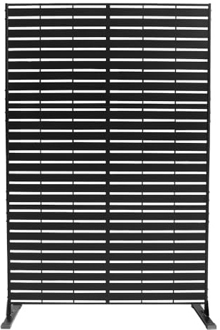 SIEDITI FUORI E DENTRO Pannello traforato decorativo in metallo, separe divisorio da esterno o interno, pannello frangivista giardino, separé paravento in acciaio versatile (Motivo Linee, Nero)