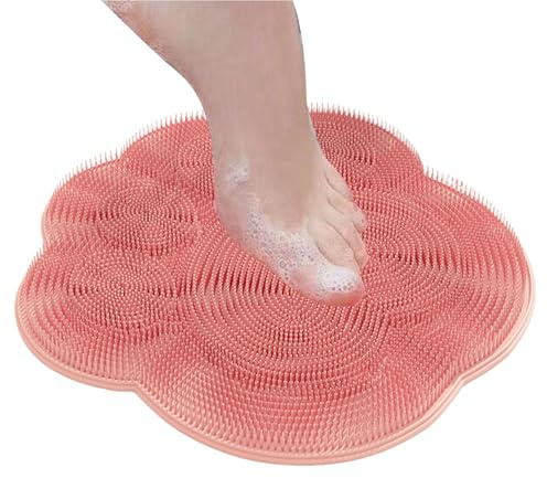 Bmucp Tappetino per la pulizia del piede della doccia, cuscinetto per la rondella posteriore, in silicone, per pulire la parte superiore del corpo, con ventosa antiscivolo per la parte superiore del
