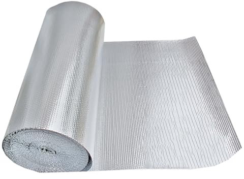 Luftpolsterfolie, Isolierrolle, selbstklebend, reflektierend, aluminisierte Folie, Dampfsperre für Wand, Schuppen, Dachboden, Garagentor und Lieferwagen, Isolierfolien für verbesserten Wärmeschutz