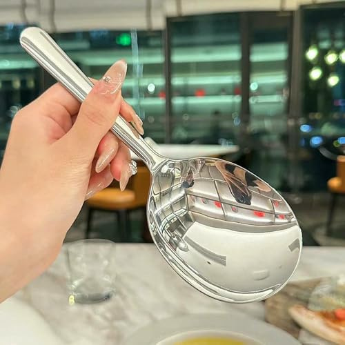 JJDFW 1 louche en Acier Inoxydable pour Soupe, Riz, cuillère de Service, Trou de Drainage, poignée isolée thermiquement, ustensiles de Cuisine pour Un Usage Quotidien