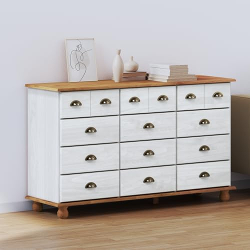 Snsowed Cajonera ASKIM Blanca 79x40x133.5 cm de Madera Sólida de Pino, Comoda Dormitorio, Muebles Dormitorio, Cajonera para Armario, Gavetero Dormitorio, Cómodas Y Cajoneras - 4105429