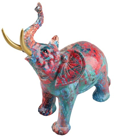 Shuqio Elefantes modernos creativos de graffiti elefante figuras animales figuras jardín fiesta decoración hogar oficina decoración adecuada para rellenar la sala de estar dormitorio oficina