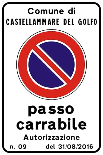 Cartello Passo Carrabile Personalizzato | Segnale Alluminio Divieto di Sosta a Norma | Inserisci Comune, Numero e Data Autorizzazione | WRAP Point Roma (Personalizzato, 60 x 40 cm - Alluminio Piano)