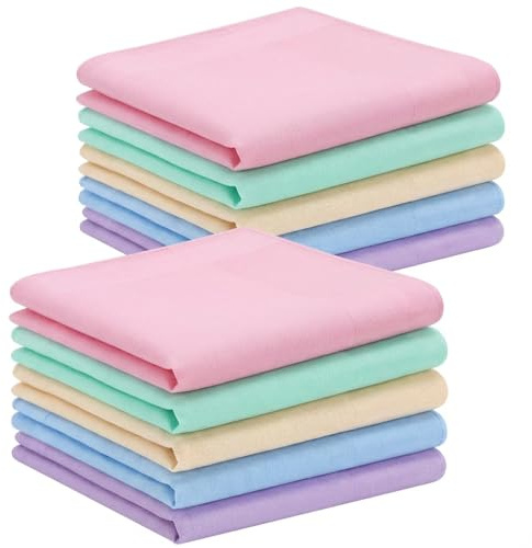 10 Pieces 100% 60S Cotton Handkerchiefs for Womens, Soft Solid Candy Color Ladies Hankies for Women Pocket Square Towel, Women's Tea Party Weddings Ladies Cotton Handkerchiefs 16x16inch/40x40cm